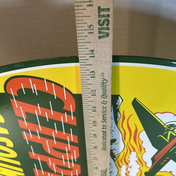 Clipper Gasoline 2-Sided Porcelain Sign 24"x14" Vintage Gas Oil Aviation Plane - Picture 10 of 10